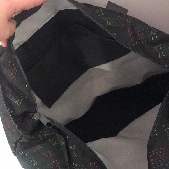 Victoria’s Secret Pink Weekender Tote Bag with Multicolored Pink Logo. - Picture 3 of 6